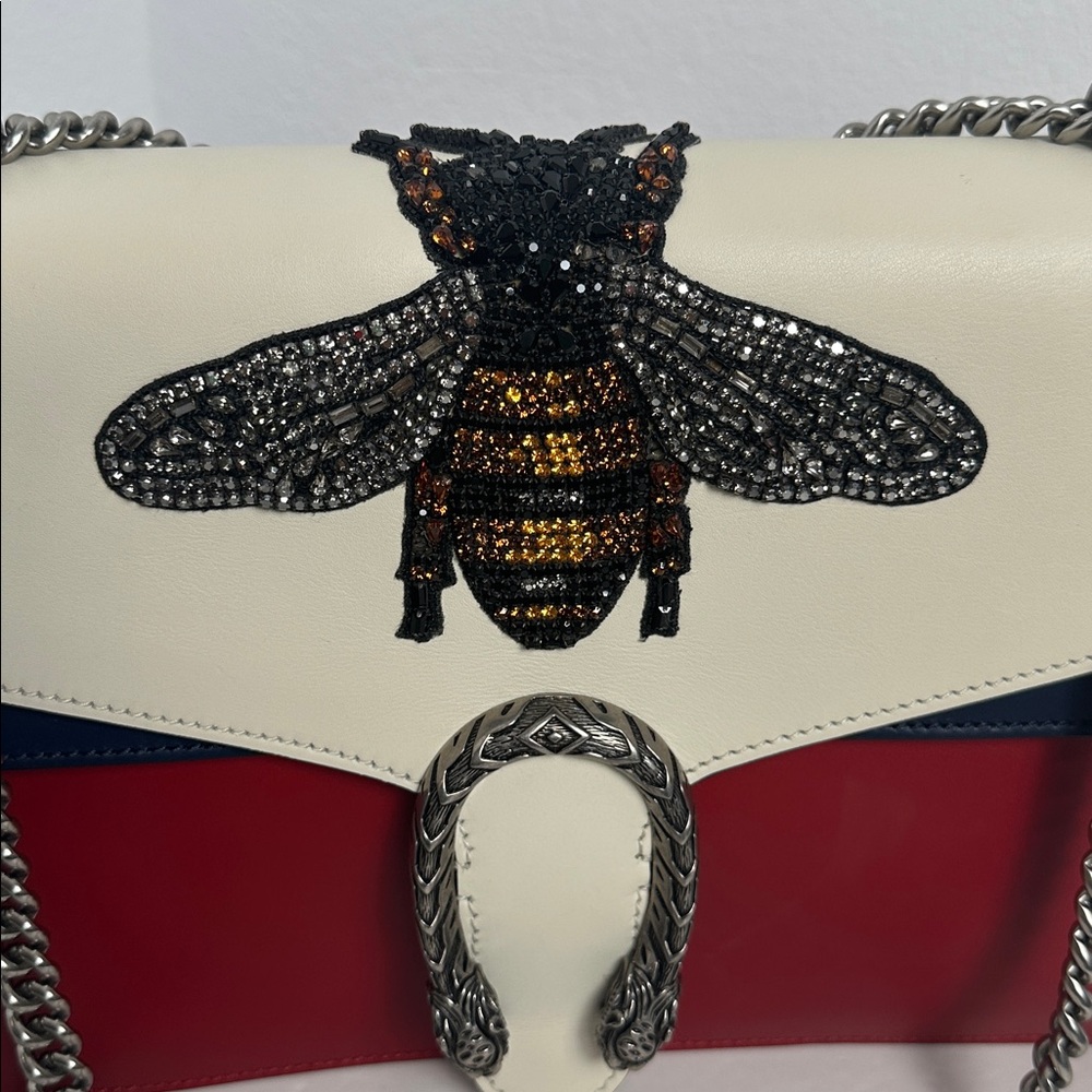 💯Authentic Gucci Dionysus Bee Embellished Leather Chain Shoulder Bag🍀 - Picture 5 of 17